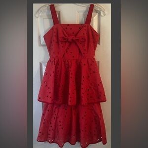 Marchesa Notte Mini Red Eyelet Girls Dress Size 14